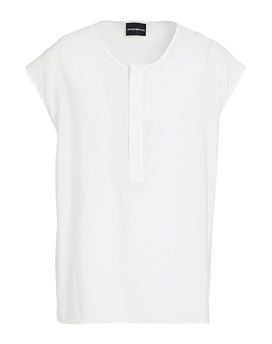 EMPORIO ARMANI Camicia tinta unita Bianco 90% Viscosa, 10% Poliestere