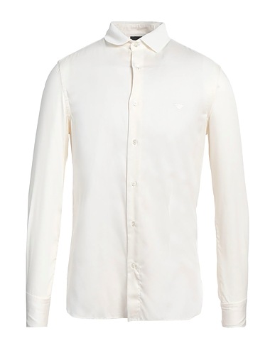 EMPORIO ARMANI Camicia tinta unita Off white 100% Cotone, Poliestere, Poliammide, Elastan
