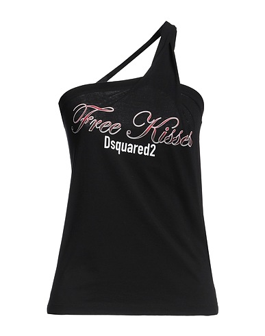 DSQUARED2 One-shoulder top Black 100% Cotton