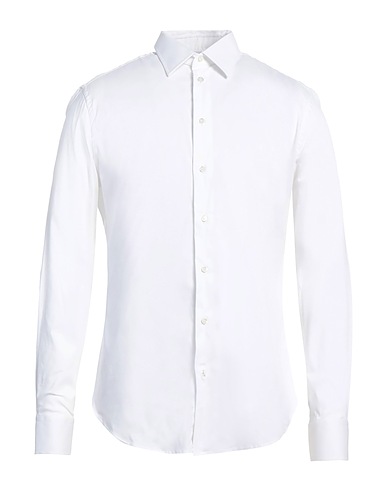 EMPORIO ARMANI Solid color shirt White 76% Cotton, 21% Polyamide, 3% Elastane