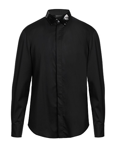 EMPORIO ARMANI Shirts Black 54% Lyocell, 40% Polyester, 6% Elastane