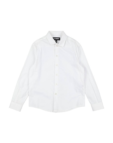 LES HOMMES Solid color shirt White 97% Cotton, 3% Elastane
