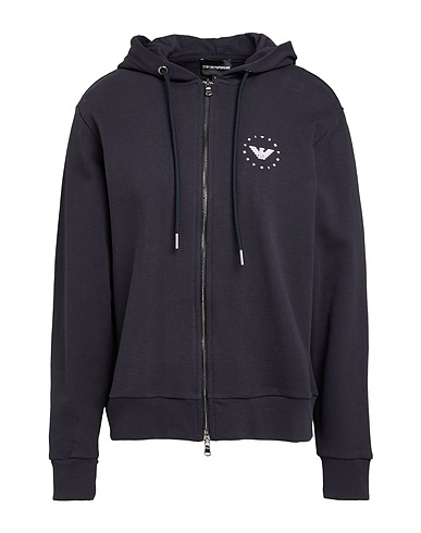 EMPORIO ARMANI Hooded track jacket  Midnight blue 100% Cotton
