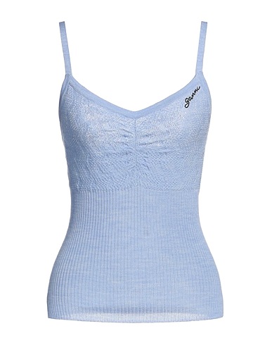GANNI 탑 라이트 블루 100% 울