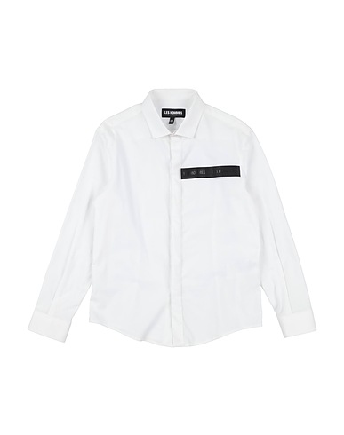 LES HOMMES Patterned shirt White 97% Cotton, 3% Elastane