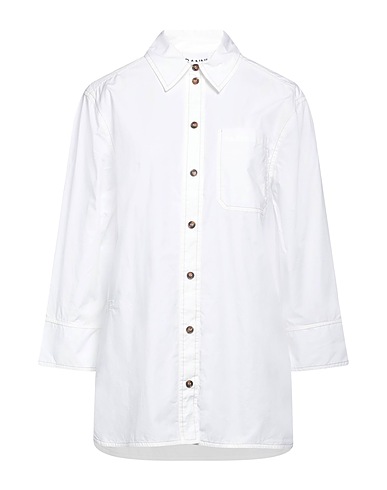 GANNI Solid colour shirts & blouses White 100% Organic cotton