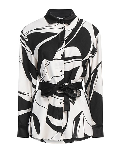 CARACTÈRE Patterned shirts & blouses White 100% Polyester, Elastane, Viscose