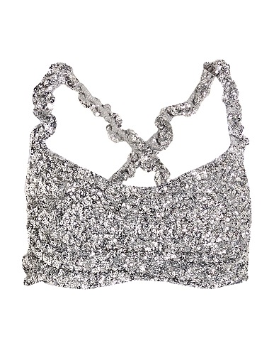 GANNI Top Silver 95% Recycled polyester, 5% Elastane