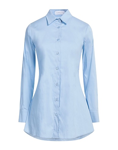 CARACTÈRE Solid colour shirts & blouses Sky blue 79% Cotton, 18% Polyamide, 3% Elastane