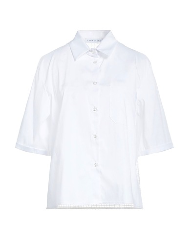 CARACTÈRE Solid color shirts & blouses White 100% Polyester, Cotton, Polyamide, Elastane
