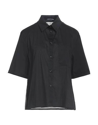 CARACTÈRE Solid color shirts & blouses Black 100% Polyester, Cotton, Polyamide, Elastane