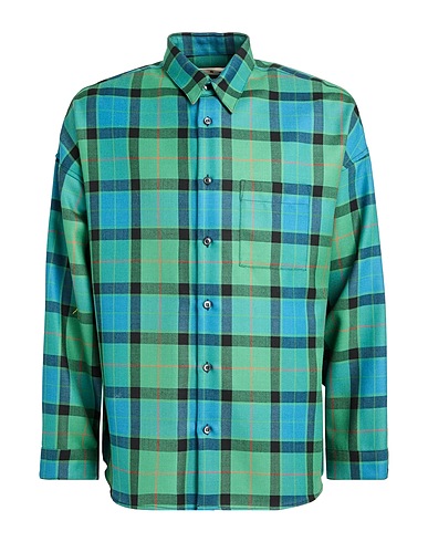 MARNI Checked shirt Emerald green 100% Virgin Wool