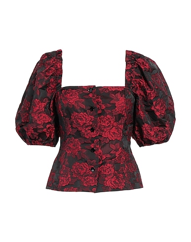 GANNI Floral shirts & blouses Red 50% Recycled polyester, 45% Polyester, 5% Polyamide