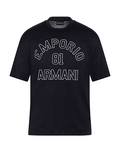 EMPORIO ARMANI T-shirt Midnight blue 70% Lyocell, 30% Cotton