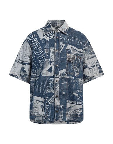 VERSACE JEANS COUTURE Denim shirt Blue 96% Cotton, 4% Elastane