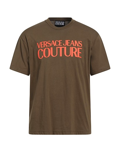 VERSACE JEANS COUTURE T-shirt Verde militare 100% Cotone