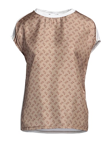 HERNO Top Beige 92% Cotton, 8% Elastane, Silk