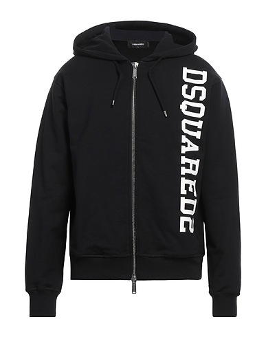 DSQUARED2 Hooded track jacket  Black 100% Cotton, Elastane
