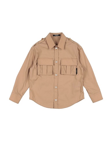BALMAIN Solid color shirts & blouses Sand 71% Cotton, 25% Polyamide, 4% Elastane