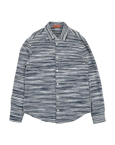 MISSONI KIDS Patterned shirt Midnight blue 100% Cotton, Mother-of-pearl