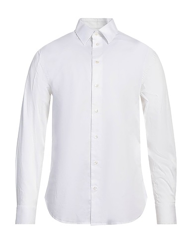 EMPORIO ARMANI Solid colour shirt White 76% Cotton, 21% Polyamide, 3% Elastane