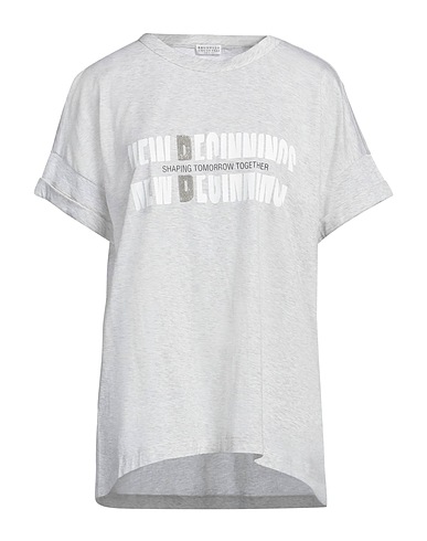 BRUNELLO CUCINELLI T-shirt Grey 100% Cotton, Brass