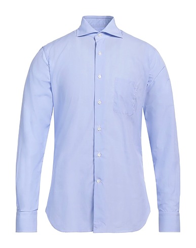 ALESSANDRO GHERARDI Patterned shirt Light blue 100% Cotton