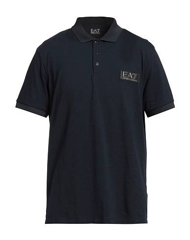 EA7 Polo shirt Midnight blue 92% Cotton, 8% Elastane, Polyester