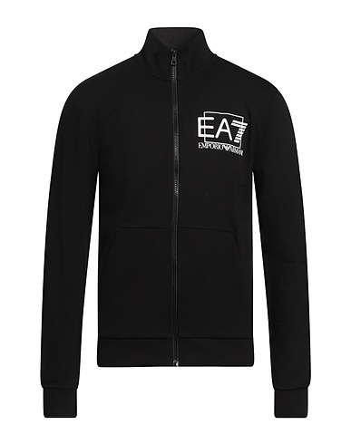 EA7 Sweatshirt Black 100% Cotton, Elastane