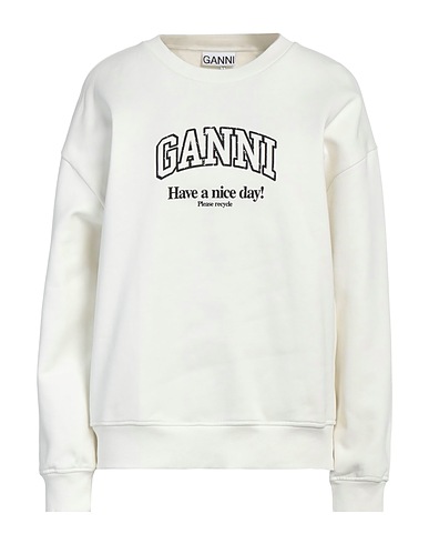 GANNI Sweatshirt Cremeweiß 100% Organische Baumwolle