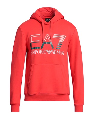 EA7 Hooded track jacket  Red 68% Cotton, 32% Polyester, Elastane
