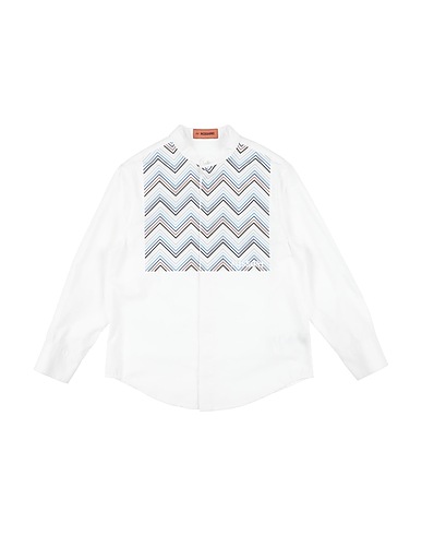MISSONI KIDS Patterned shirt White 100% Cotton, Mother-of-pearl
