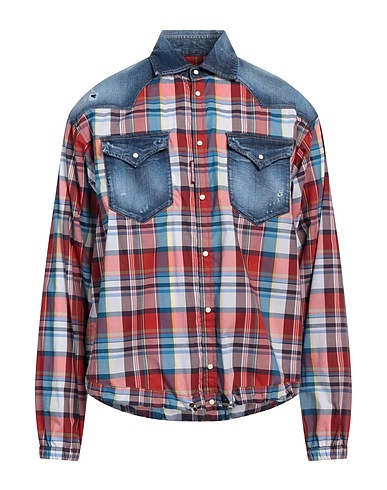 DSQUARED2 Checked shirt Blue 100% Cotton, Elastane
