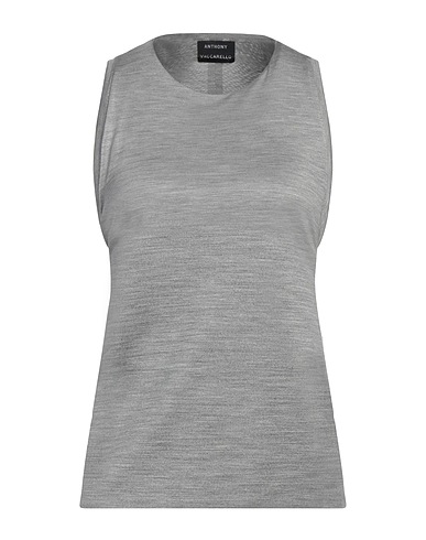 ANTHONY VACCARELLO Silk top Light grey 100% Silk, Lambskin