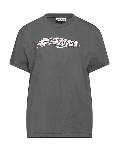 GANNI T-shirt Grey 50% Organic cotton, 50% Recycled cotton