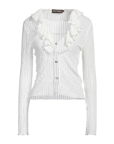 SIEDRÉS Camicie e bluse in pizzo Bianco 92% Poliestere, 8% Elastan