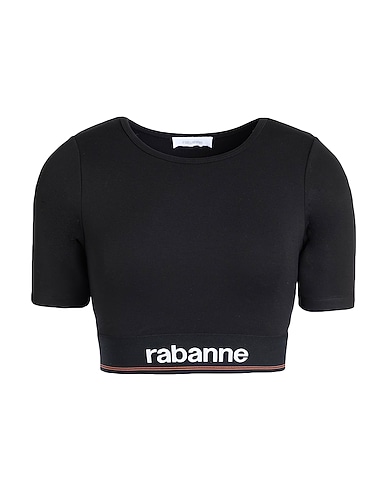 RABANNE Crop top Black 84% Viscose, 11% Polyamide, 5% Elastane