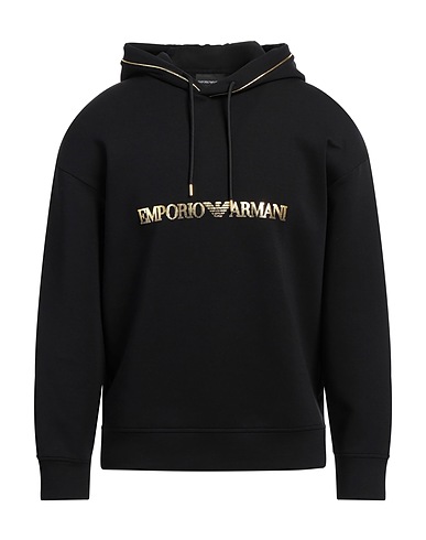 EMPORIO ARMANI Hooded sweatshirt Black 76% Cotton, 18% Polyester, 6% Elastane