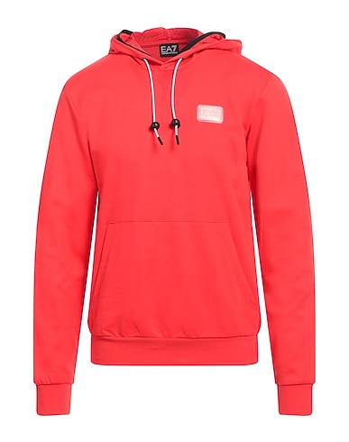 EA7 Hooded sweatshirt Red 100% Cotton, Polyamide, Elastane