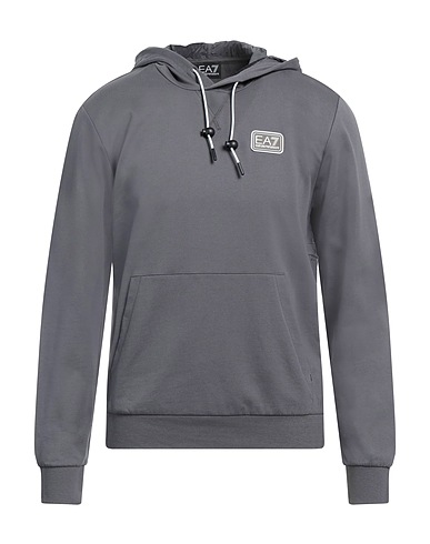 EA7 Hooded track jacket  Grey 100% Cotton, Polyamide, Elastane