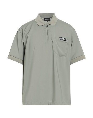 EMPORIO ARMANI Polo shirt Sage green 100% Virgin Wool, Viscose, Polyamide, Elastane