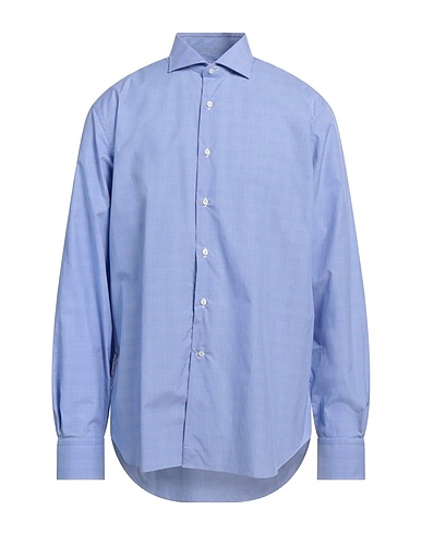 ALESSANDRO GHERARDI Patterned shirt Light blue 100% Cotton