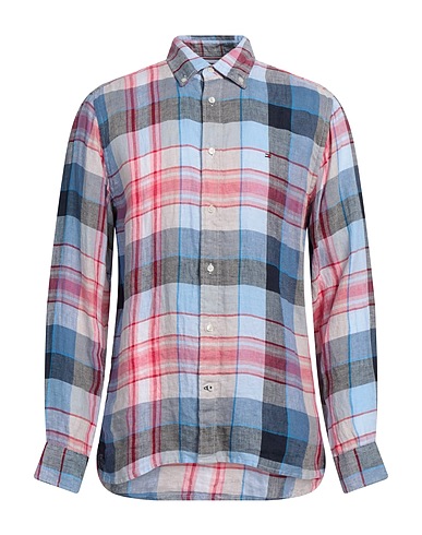 TOMMY HILFIGER Kariertes Hemd Hellblau 100% Leinen