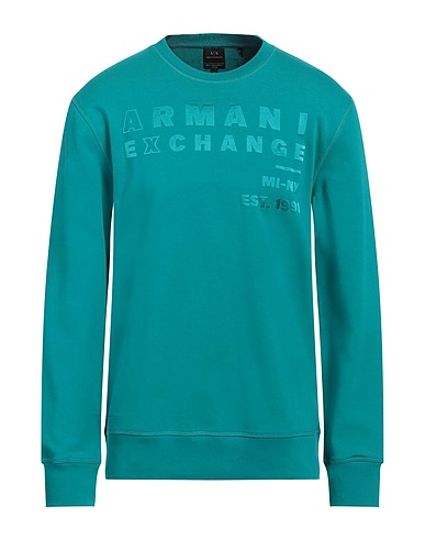ARMANI EXCHANGE Sweatshirt Emerald green 85% Cotton, 15% Polyester