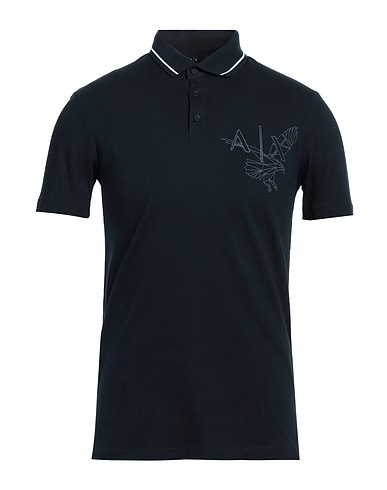ARMANI EXCHANGE Polo shirt Navy blue 95% Cotton, 5% Elastane