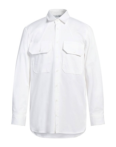 NEIL BARRETT Camicia tinta unita Bianco 97% Cotone, 3% Elastan