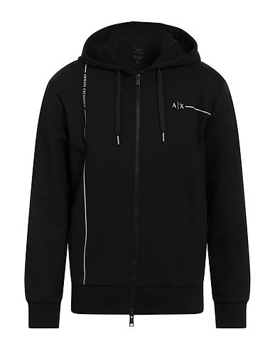 ARMANI EXCHANGE Hooded track jacket  Black 59% Cotton, 41% Polyester, Elastane