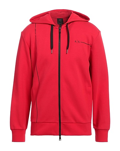 ARMANI EXCHANGE Hooded track jacket  Brick red 59% Cotton, 41% Polyester, Elastane