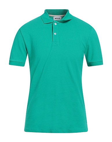 GAS Polo shirt Emerald green 95% Cotton, 5% Elastane