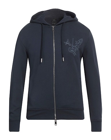 ARMANI EXCHANGE Hooded track jacket  Navy blue 100% Cotton, Elastane